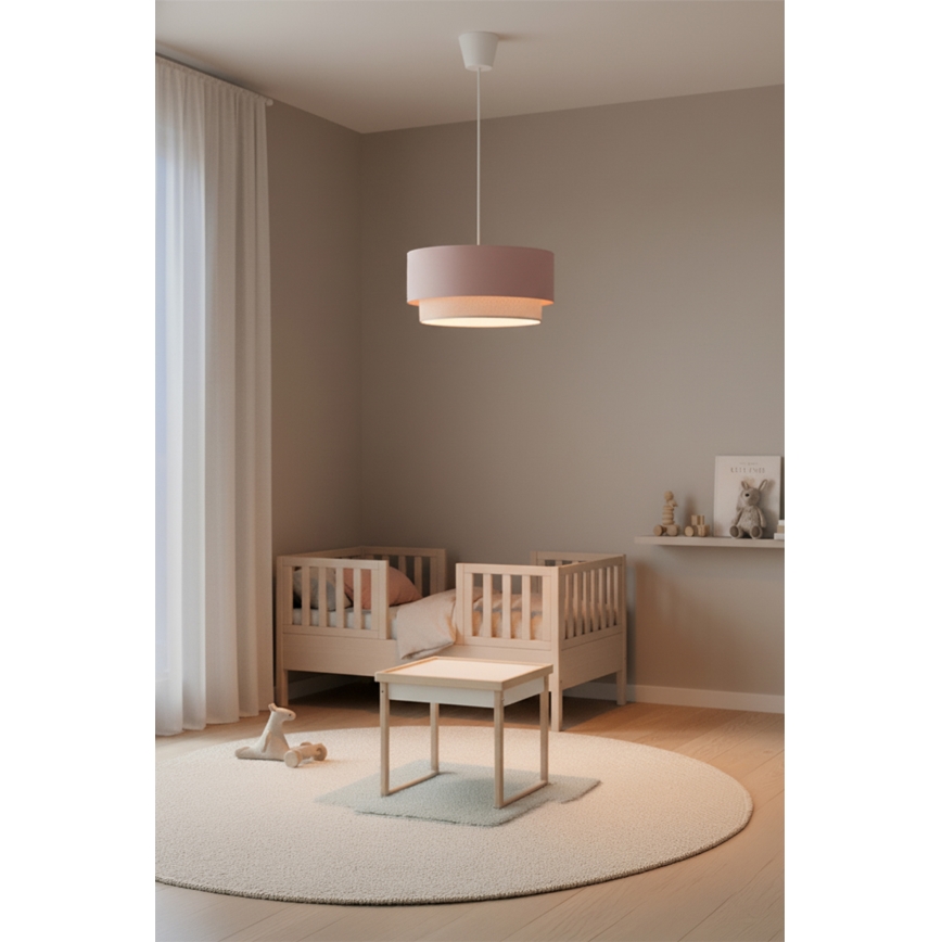 Brilagi - LED-riippuvalaisin johdolla BOHO BOBO 1xE27/60W/230V halkaisija 40 cm vaaleanpunainen/kerma