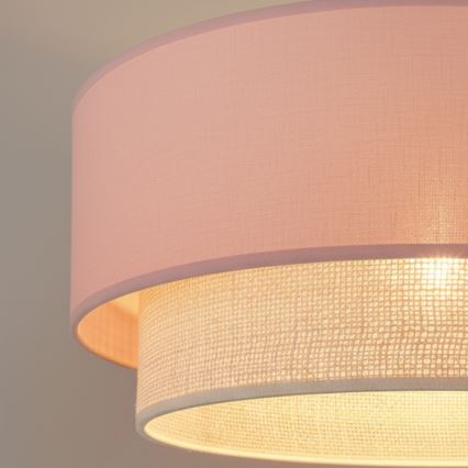 Brilagi - LED-riippuvalaisin johdolla BOHO BOBO 1xE27/60W/230V halkaisija 40 cm vaaleanpunainen/kerma