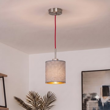 Brilagi - LED-riippuvalaisin johdolla NUBILA 1xE27/60W/230V halkaisija 14 cm punainen/harmaa