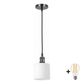 BRILAGI - LED-riippuvalaisin johdolla RETRO GLASS 1xE27/60W/230V halkaisija 10 cm musta/valkoinen