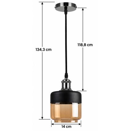 BRILAGI - LED-riippuvalaisin vaijerilla RETRO GLASS 1xE27/60W/230V Ø 14 cm musta/savunbeige