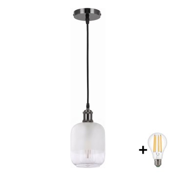 BRILAGI - LED-riippuvalaisin johdolla RETRO GLASS 1xE27/60W/230V halkaisija 14 cm musta/valkoinen