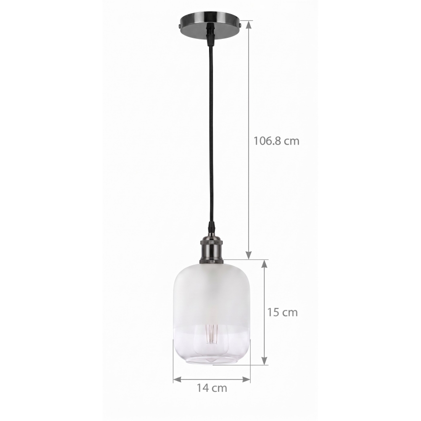 BRILAGI - LED-riippuvalaisin johdolla RETRO GLASS 1xE27/60W/230V halkaisija 14 cm musta/valkoinen