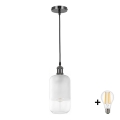 BRILAGI - LED-riippuvalaisin johdolla RETRO GLASS 1xE27/60W/230V halkaisija 14 cm musta/valkoinen