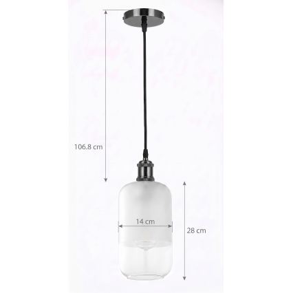 BRILAGI - LED-riippuvalaisin johdolla RETRO GLASS 1xE27/60W/230V halkaisija 14 cm musta/valkoinen