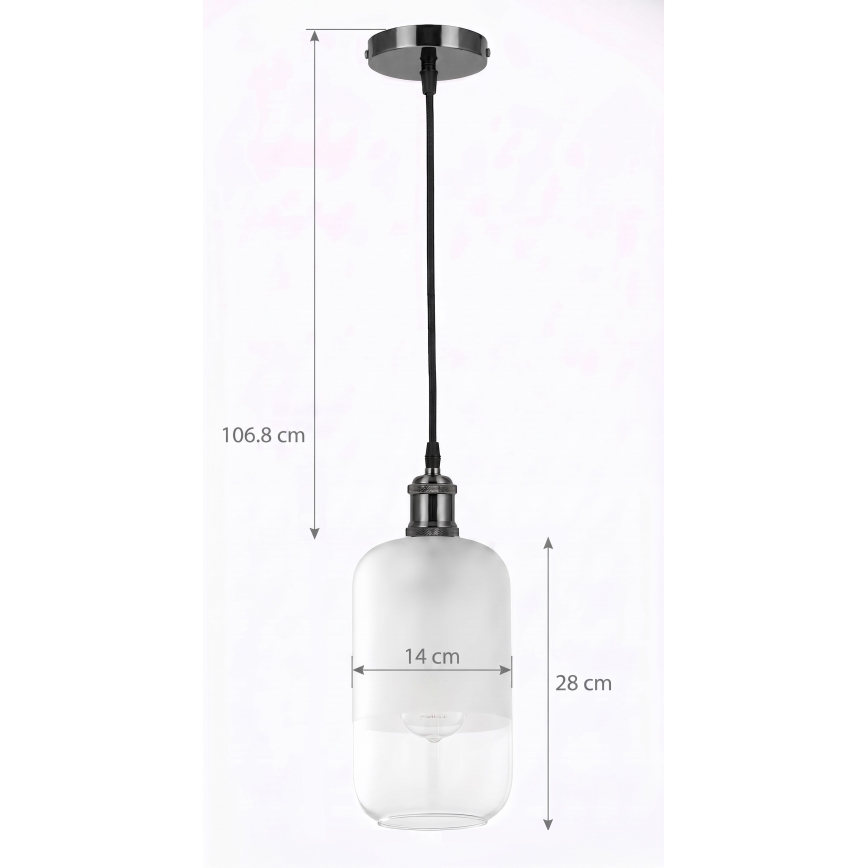 BRILAGI - LED-riippuvalaisin johdolla RETRO GLASS 1xE27/60W/230V halkaisija 14 cm musta/valkoinen