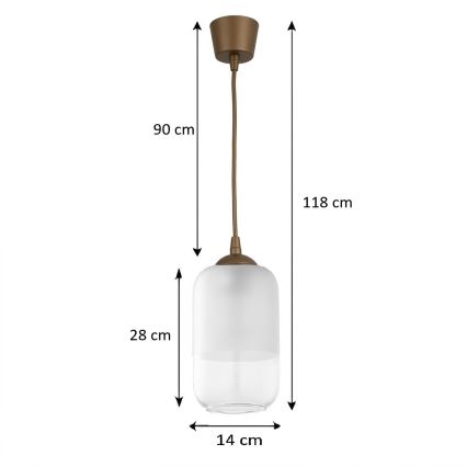 BRILAGI - LED-riippuvalaisin johdolla RETRO GLASS 1xE27/60W/230V halkaisija 14 cm ruskea/valkoinen