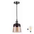 BRILAGI - LED-riippuvalaisin johdolla RETRO GLASS 1xE27/60W/230V halkaisija 15,5 cm musta/savunbeige