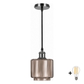 BRILAGI - LED-riippuvalaisin johdolla RETRO GLASS 1xE27/60W/230V halkaisija 15 cm musta/savunvärinen beige