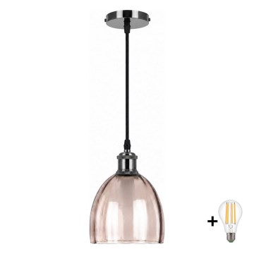 BRILAGI - LED-riippuvalaisin johdolla RETRO GLASS 1xE27/60W/230V halkaisija 17 cm musta/savunbeige