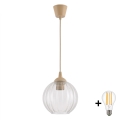 BRILAGI - LED-riippuvalaisin johdolla RETRO GLASS 1xE27/60W/230V halkaisija 18 cm beige/kirkas