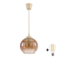 BRILAGI - LED-riippuvalaisin johdolla RETRO GLASS 1xE27/60W/230V halkaisija 18 cm beige/savunruskea