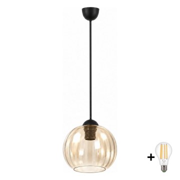 BRILAGI - LED-riippuvalaisin johdolla RETRO GLASS 1xE27/60W/230V halkaisija 18 cm musta/savunruskea