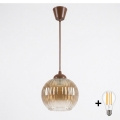 BRILAGI - LED-riippuvalaisin johdolla RETRO GLASS 1xE27/60W/230V halkaisija 18 cm ruskea/savunruskea