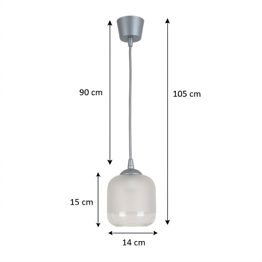 BRILAGI - LED-riippuvalaisin johdolla RETRO GLASS 1xE27/60W/230V Ø 14 cm hopea/valkoinen
