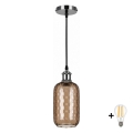 BRILAGI - LED-riippuvalaisin johdolla RETRO GLASS 1xE27/60W/230V Ø 14 cm musta/savunruskea