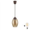 BRILAGI - LED-riippuvalaisin johdolla RETRO GLASS 1xE27/60W/230V Ø 17 cm ruskea/savunbeige
