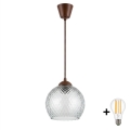 BRILAGI - LED-riippuvalaisin johdolla RETRO GLASS 1xE27/60W/230V Ø 25 cm ruskea/savunharmaa