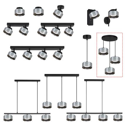 Brilagi - LED Riippuvalaisin kaapelilla AURA LUX 3xGX53/30W/230V musta/savunharmaa