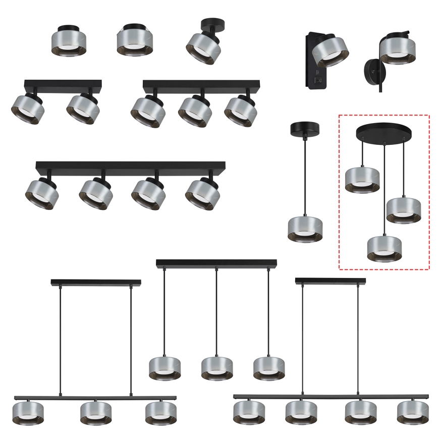 Brilagi - LED Riippuvalaisin kaapelilla AURA LUX 3xGX53/30W/230V musta/savunharmaa