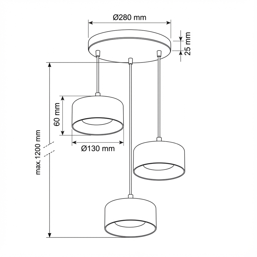 Brilagi - LED Riippuvalaisin kaapelilla AURA LUX 3xGX53/30W/230V musta/savunharmaa