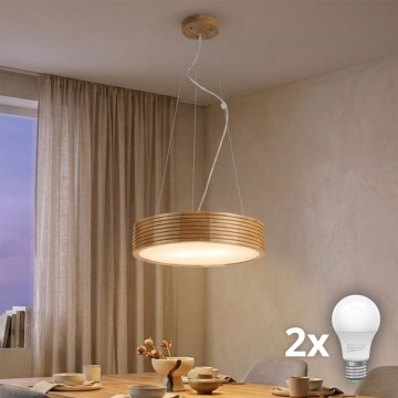 Brilagi - LED-riippuvalaisin kaapelilla CARVALHO MODERN 2xE27/60W/230V tammi, halkaisija 37,5 cm