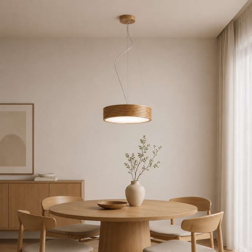Brilagi - LED-riippuvalaisin kaapelilla CARVALHO MODERN 2xE27/60W/230V tammi, halkaisija 37,5 cm