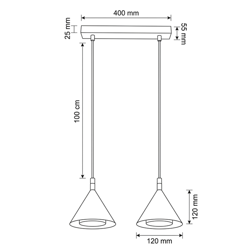 BRILAGI - LED Riippuvalaisin kaapelilla CONE DOUBLE 2xGX53/15W/230V valkoinen