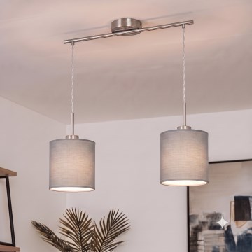 Brilagi - LED-riippuvalaisin kaapelilla NUBILA 2xE27/60W/230V vaaleanharmaa