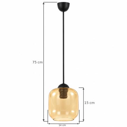 BRILAGI - LED-riippuvalaisin kaapelilla RETRO GLASS 1xE27/60W/230V Ø 14 cm musta/savunruskea