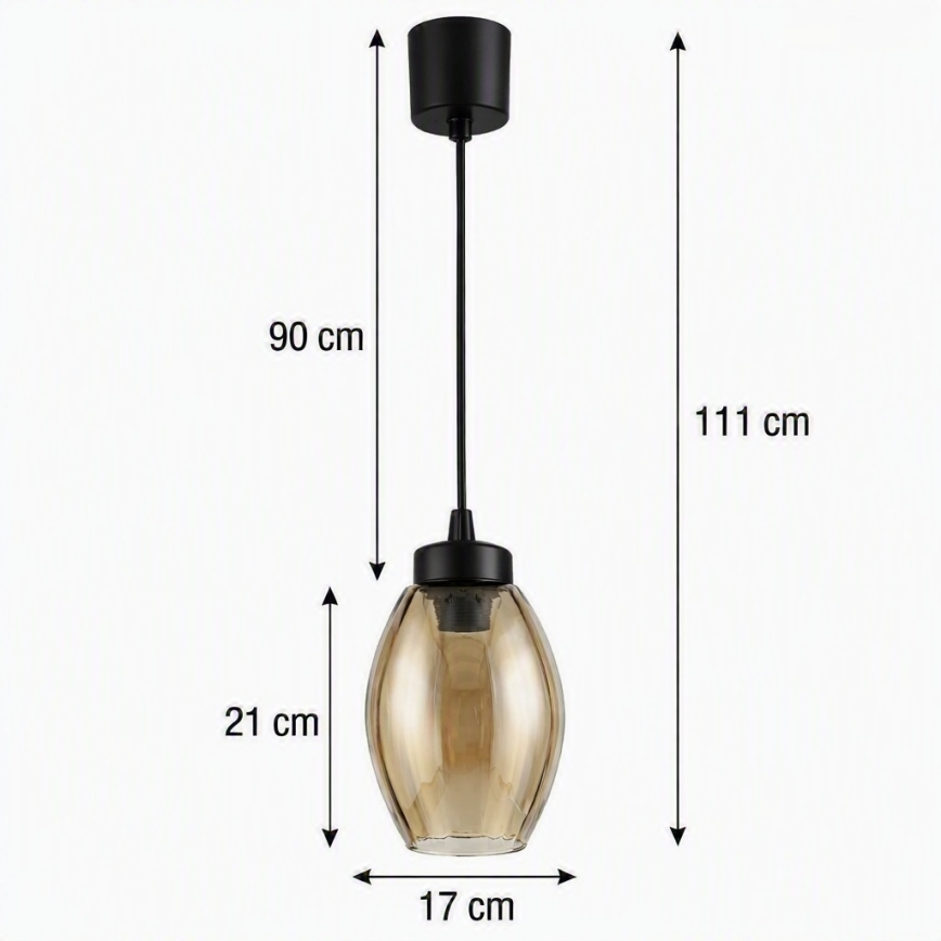 BRILAGI - LED-riippuvalaisin kaapelilla RETRO GLASS 1xE27/60W/230V Ø 17 cm musta/savunbeige