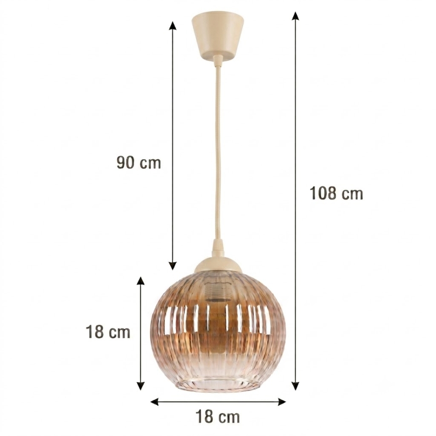 BRILAGI - LED-riippuvalaisin johdolla RETRO GLASS 1xE27/60W/230V halkaisija 18 cm beige/savunruskea