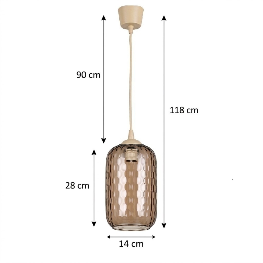 BRILAGI - LED-riippuvalaisin vaijerilla RETRO GLASS 1xE27/60W/230V Ø 14 cm beige/savunruskea