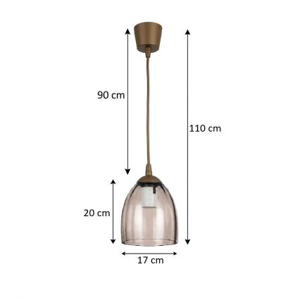 BRILAGI - LED-riippuvalaisin johdolla RETRO GLASS 1xE27/60W/230V halkaisija 17 cm ruskea/savuinen beige