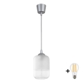 BRILAGI - LED-riippuvalaisin kaapelilla RETRO GLASS 1xE27/60W/230V halkaisija 14 cm hopea/valkoinen