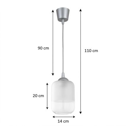 BRILAGI - LED-riippuvalaisin kaapelilla RETRO GLASS 1xE27/60W/230V halkaisija 14 cm hopea/valkoinen
