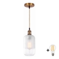 BRILAGI - LED-riippuvalaisin kaapelilla RETRO GLASS 1xE27/60W/230V, halkaisija 14 cm, kulta/valkoinen