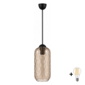 BRILAGI - LED-riippuvalaisin kaapelilla RETRO GLASS 1xE27/60W/230V halkaisija 14 cm musta/savunruskea