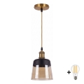 BRILAGI - LED-riippuvalaisin kaapelilla RETRO GLASS 1xE27/60W/230V halkaisija 15,5 cm kultainen/savunbeige