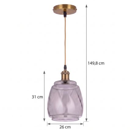 BRILAGI - LED-riippuvalaisin vaijerilla RETRO GLASS 1xE27/60W/230V halkaisija 26 cm kullanvärinen/savunharmaa