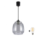 BRILAGI - LED-riippuvalaisin kaapelilla RETRO GLASS 1xE27/60W/230V halkaisija 26 cm musta/savunharmaa