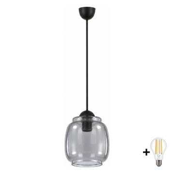 BRILAGI - LED-riippuvalaisin kaapelilla RETRO GLASS 1xE27/60W/230V halkaisija 26 cm musta/savunharmaa