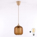 BRILAGI - LED-riippuvalaisin kaapelilla RETRO GLASS 1xE27/60W/230V Ø 14 cm beige/savunruskea