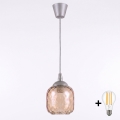 BRILAGI - LED-riippuvalaisin kaapelilla RETRO GLASS 1xE27/60W/230V Ø 14 cm hopea/savunruskea