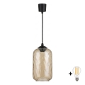 BRILAGI - LED-riippuvalaisin kaapelilla RETRO GLASS 1xE27/60W/230V Ø 14 cm musta/savunruskea