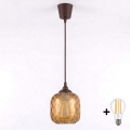 BRILAGI - LED-riippuvalaisin kaapelilla RETRO GLASS 1xE27/60W/230V Ø 14 cm ruskea/savunruskea