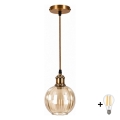 BRILAGI - LED-riippuvalaisin kaapelilla RETRO GLASS 1xE27/60W/230V Ø 18 cm kultainen/savunruskea