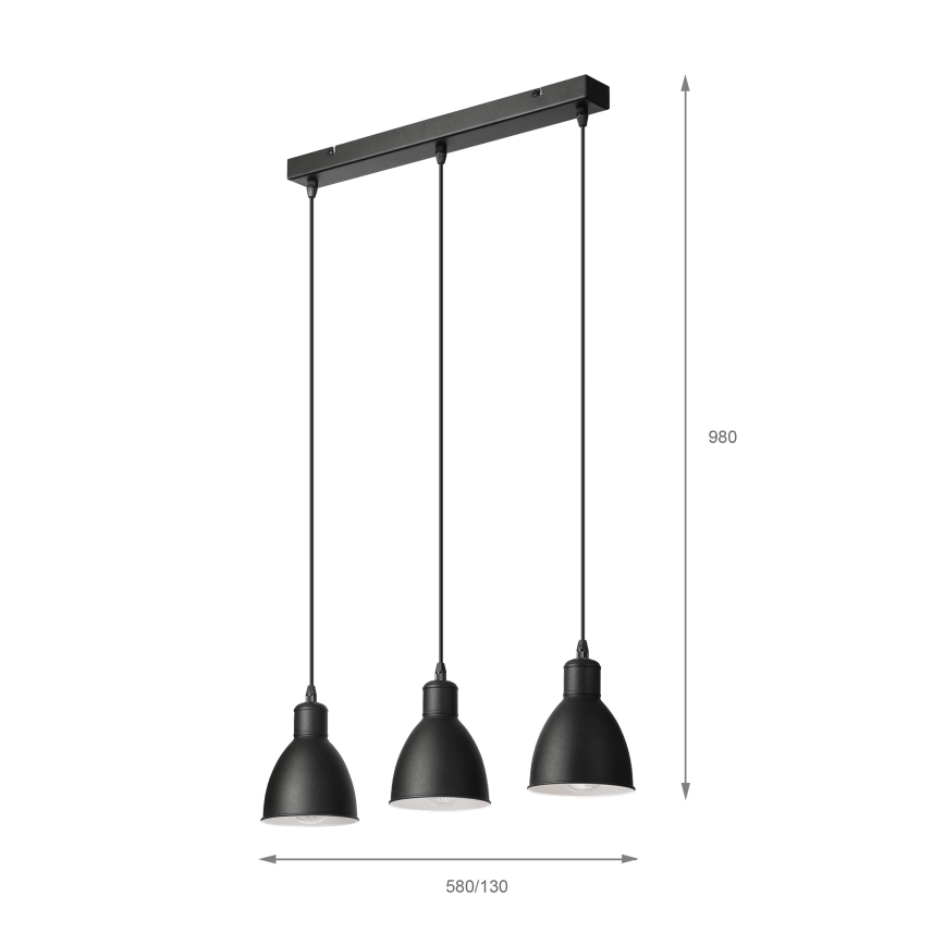 Brilagi - LED-riippuvalaisin kaapelilla RIDDY 3xE27/60W/230V musta