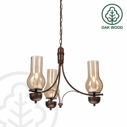 Brilagi - LED-riippuvalaisin ketjulla COTTAGE 3xE14/40W/230V pyökki/ruskea/savunvärinen beige