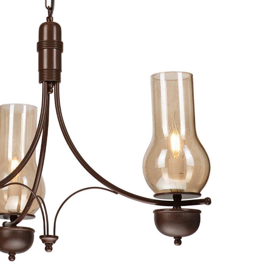Brilagi - LED-riippuvalaisin ketjulla COTTAGE 3xE14/40W/230V pyökki/ruskea/savunvärinen beige